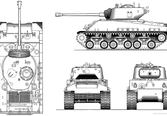Танк M4A3[76]W HVSS Sherman - чертежи, габариты, рисунки